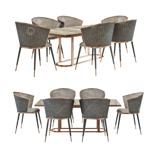 Mesa y sillas Modern Dining Modelo 3D