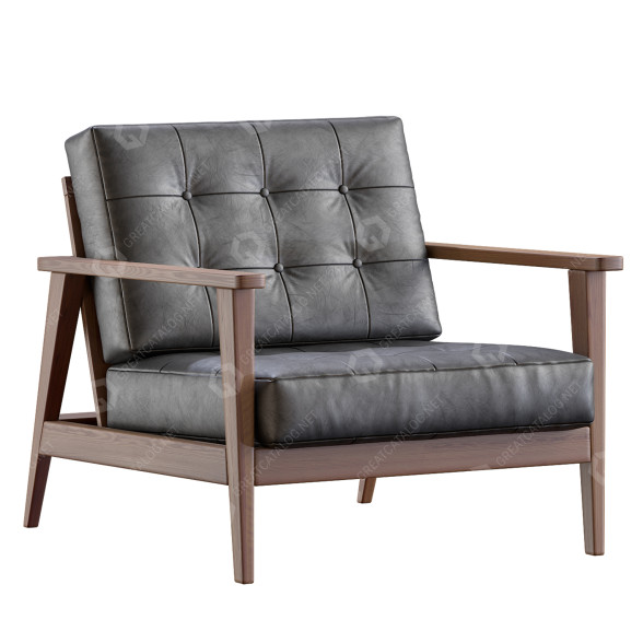 Fotel Century Modern The Mid Century Show Wood Leather model 3D
