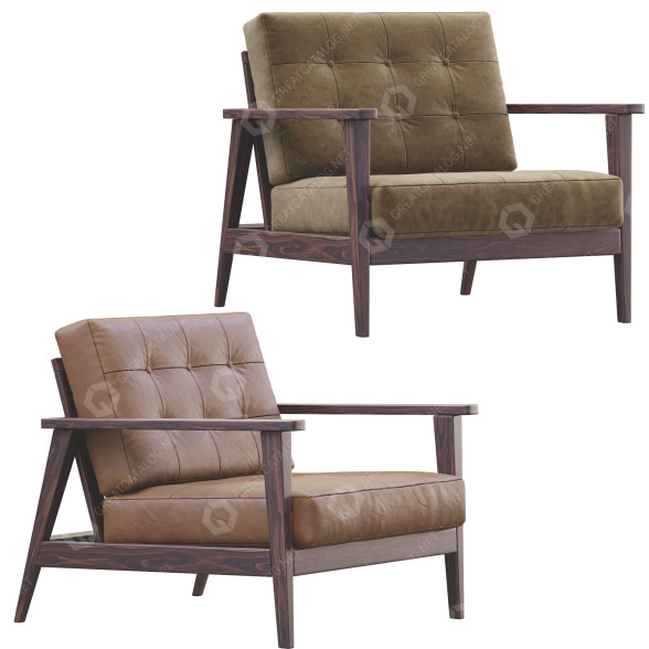 Sessel Century Modern The Mid Century Show Wood Brown 3D-Modell