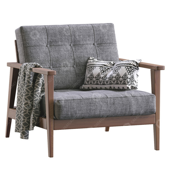Sessel Century Modern The Mid Century Show Wood Gray 3D-Modell