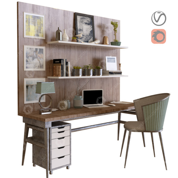 Espacio de trabajo Office Furniture 4 Modelo 3D