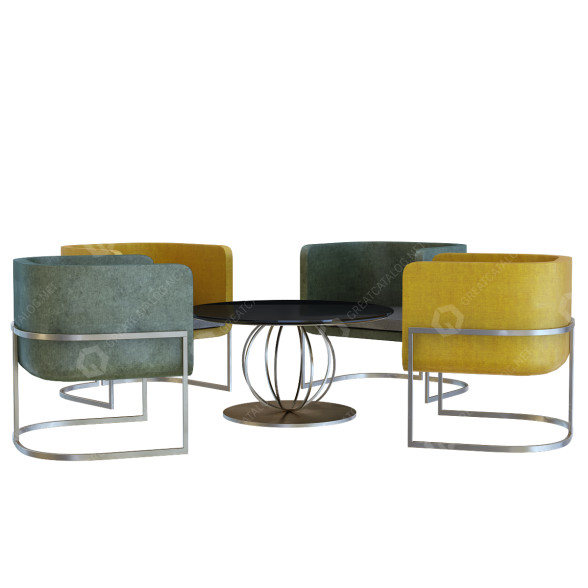 Table et chaises Circle modèle 3D