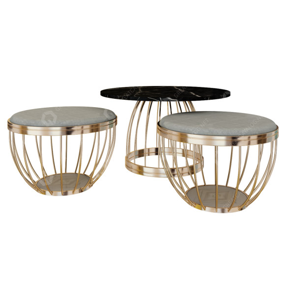 Mesa de centro y pufs Circle Set Modelo 3D