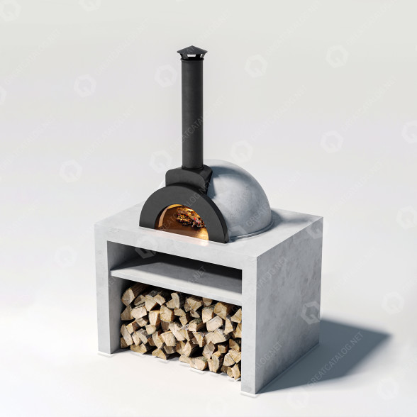 Wood Fireplace Pompeian BBQ 3D model