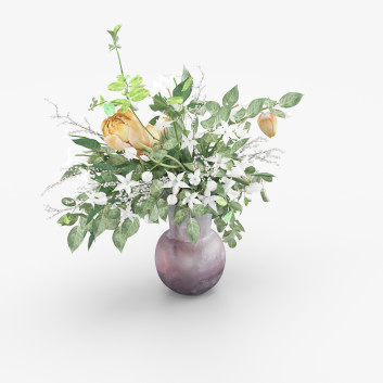 Bukiet Flowers and Plants in Vase