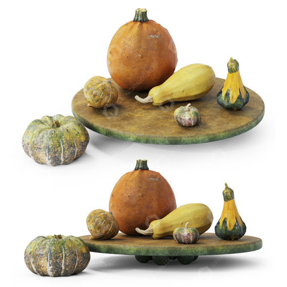 Овощи Bowl Yellow With Pumpkins Set 3 3D модель
