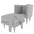 Fotel i pufa Kardiel Woodrow Box Leather - 3lordmax