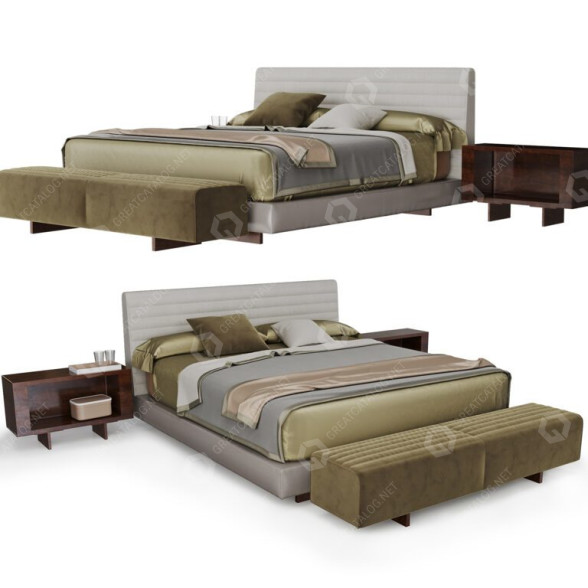 Ліжко та декор Minotti Roger 3D модель