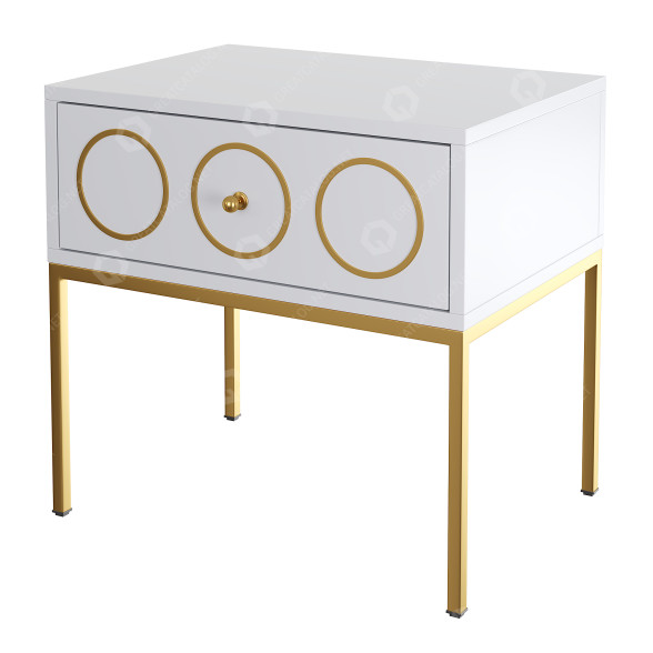 Mesita de noche Glam White Lacquer Gold Modelo 3D