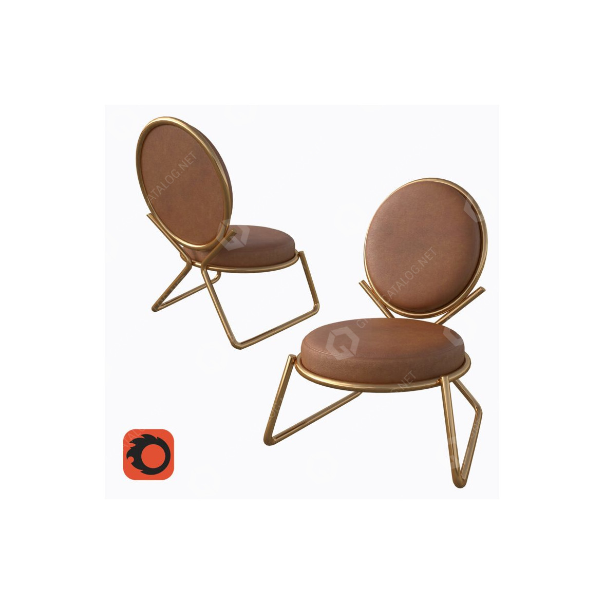3D model Chair Moroso Double Zero Brown