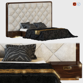 Łóżka i stoliki nocne  Set 06 Model 3D