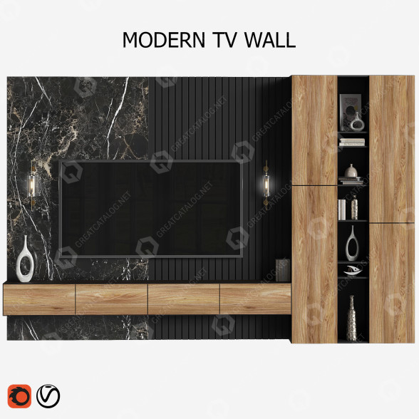 TV-Wandschrank Modern Wood 16 3D-Modell