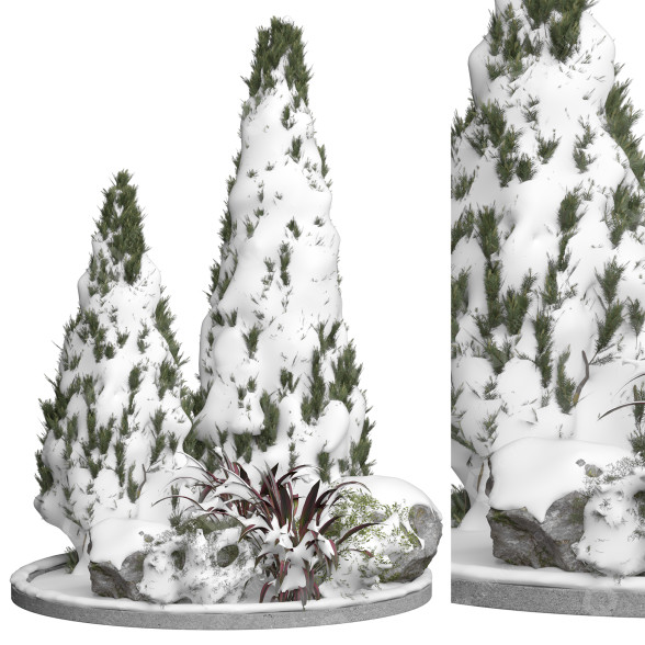 Rośliny i dekoracje Set 162 (Winter) model 3D