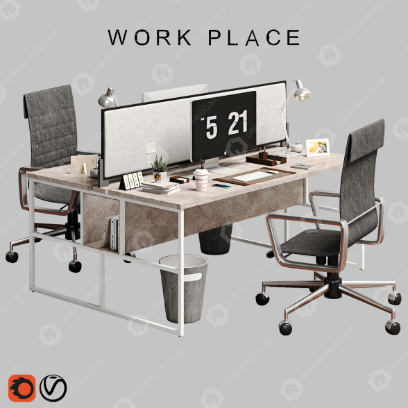 Espacio de trabajo Office Furniture Set 01 Modelo 3D