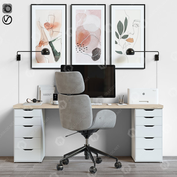 Espacio de trabajo Office Set 04 Modelo 3D