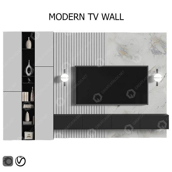 Jednostka ścienna TV Modern 17 model 3D