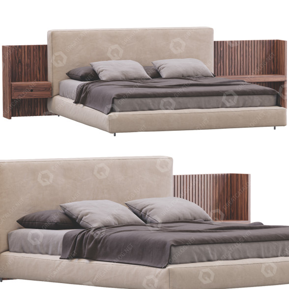 Bett Minotti Brasilia Beige 3D-Modell