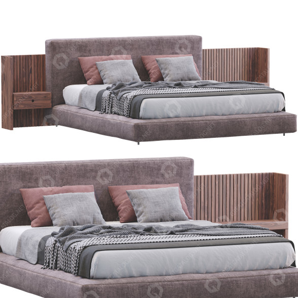 Bed Minotti Brasilia Brown 3D model
