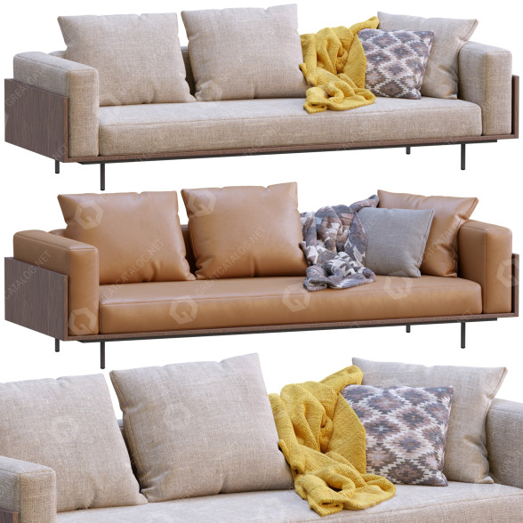 Sofa Minotti Brasilia Leather and Fabric model 3D