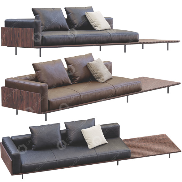 Sofa Minotti Brasilia Leather Black and Brown 3D-Modell