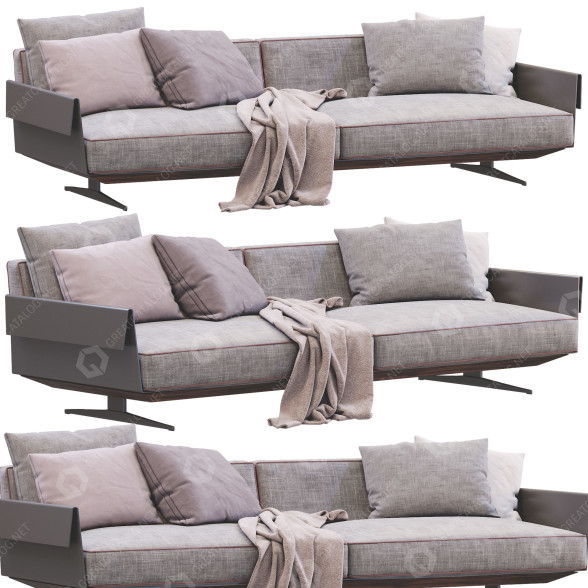 Диван Flexform Bretton Light Gray 3D модель