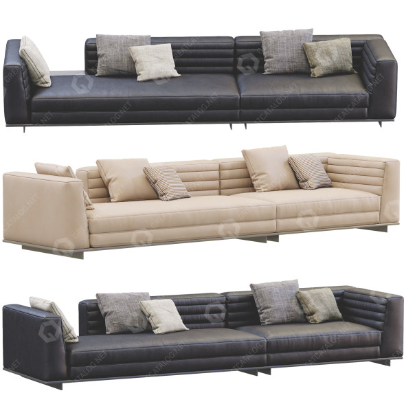 Sofá Minotti Roger Leather Modelo 3D