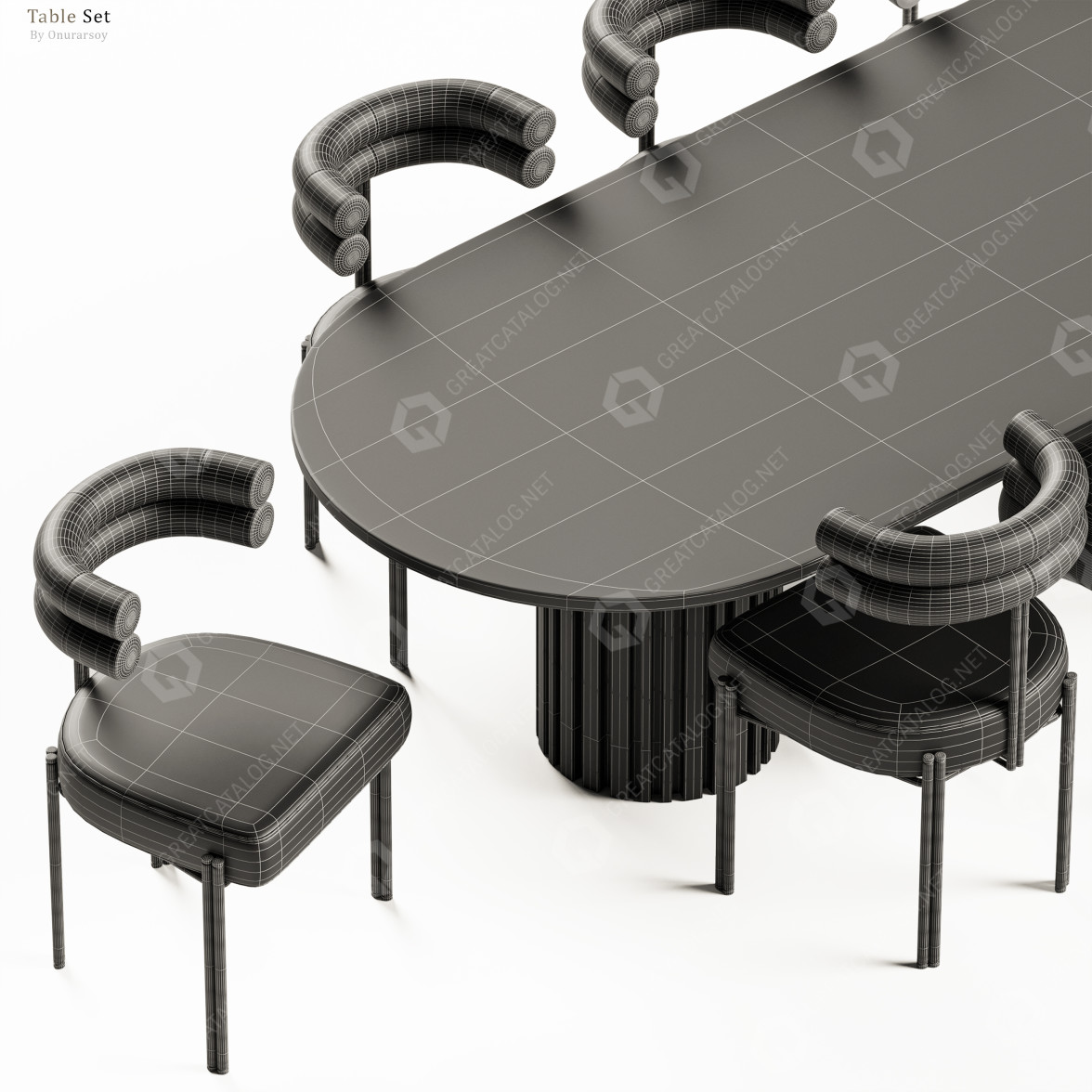 Table and Chairs Baker McGuire Huxley Dining and Gian by Noho 3D model GreatCatalog 16425