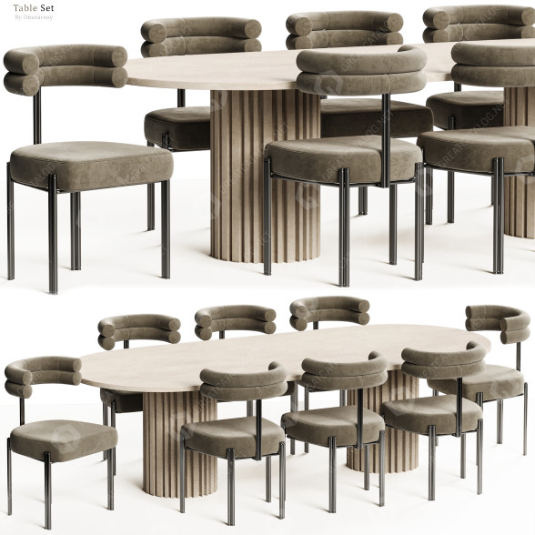 Table and Chairs Baker McGuire Huxley Dining and Gian by Noho 3D model GreatCatalog 16425