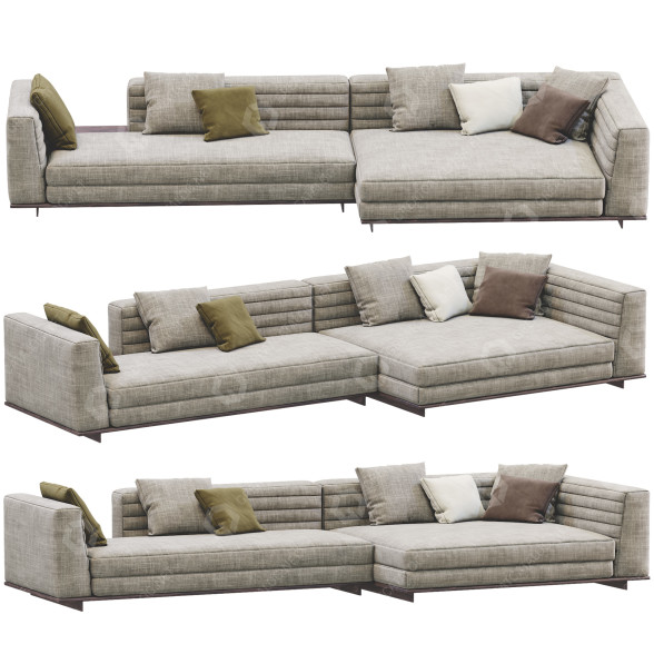 Диван Minotti Roger Fabric Gray 3D модель