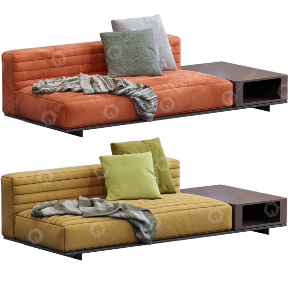 Диван Minotti Roger Orange and Yellow 3D модель