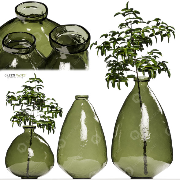Wazony i rośliny Zara Home Green Glass model 3D