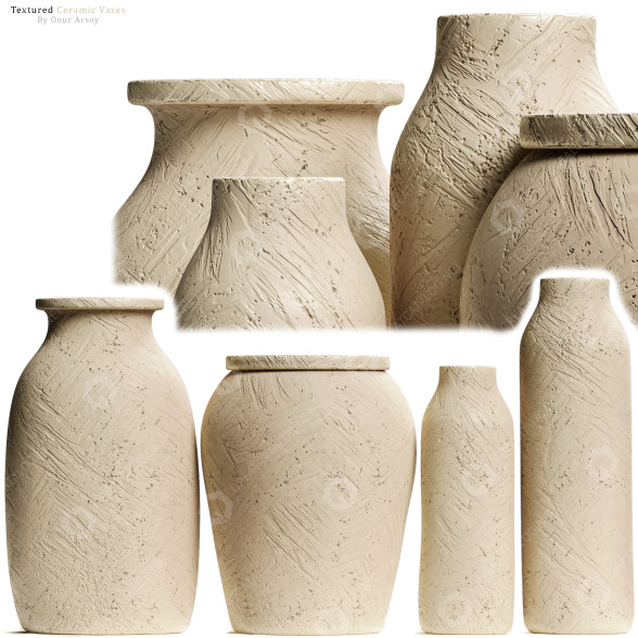 Вази Zara Home Textured Ceramic Set 3D модель