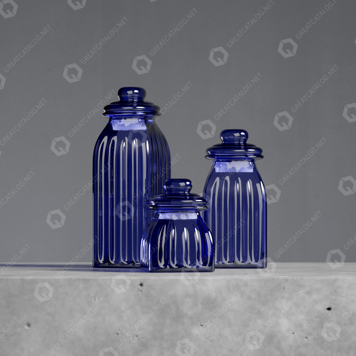 Jars Dark Blue Glass 3D model GreatCatalog 16523
