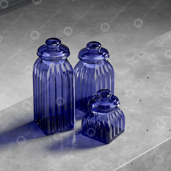 Jars Dark Blue Glass 3D model GreatCatalog 16523