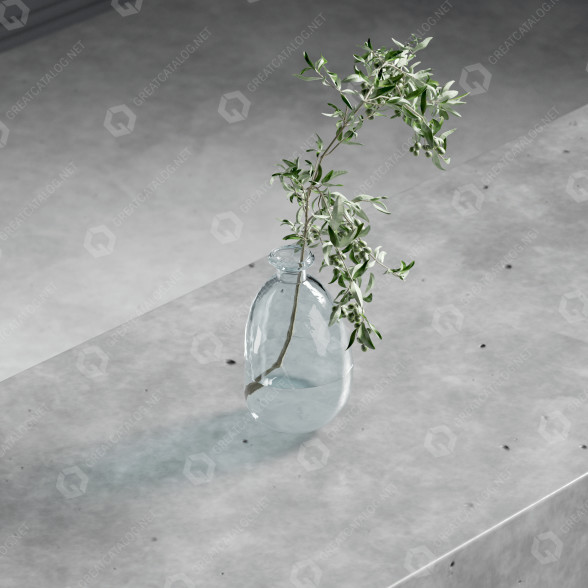 Wazon i gałąź Olive in Pot model 3D