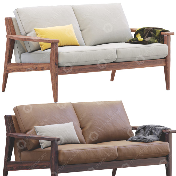 Sofa West Elm Wood 3D-Modell