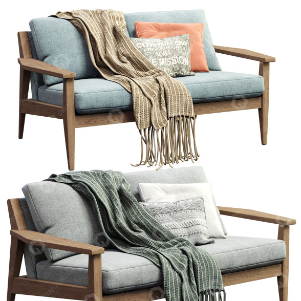 Sofa West Elm Wood 3D model