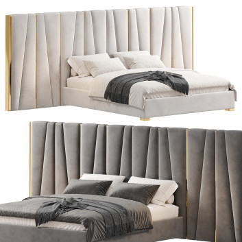 Ліжко VIG Furniture Modrest Nixan Modern White Bonded Gold