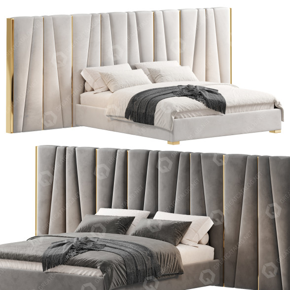 Ліжко VIG Furniture Modrest Nixan Modern White Bonded Gold 3D модель