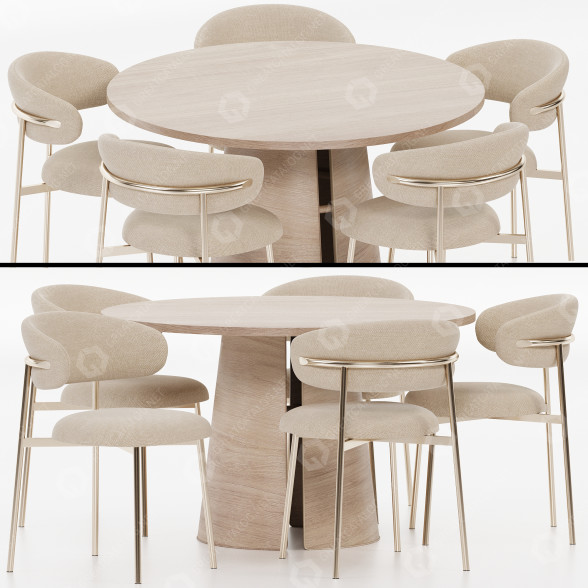 Stół i krzesła Dining Set 07 model 3D