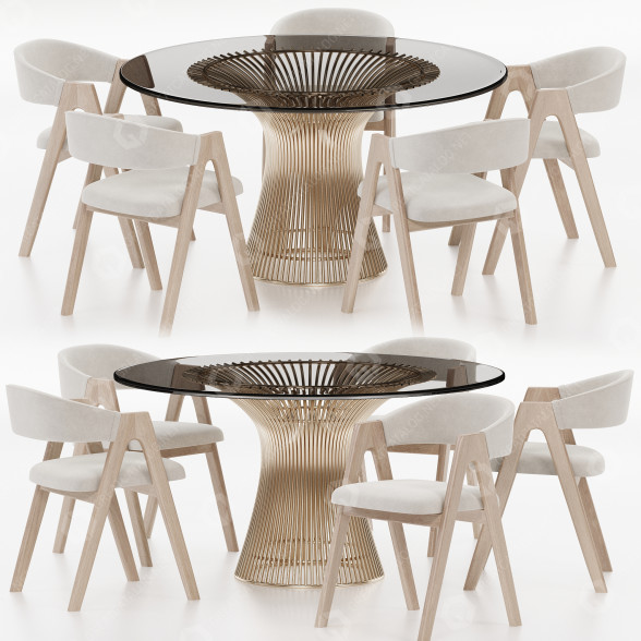 Стіл та стільці Knoll Dining Set 08 3D модель
