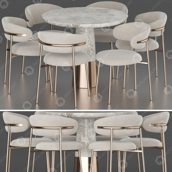 Tisch und Stühle CB2 Dining Set 03 3D-Modell