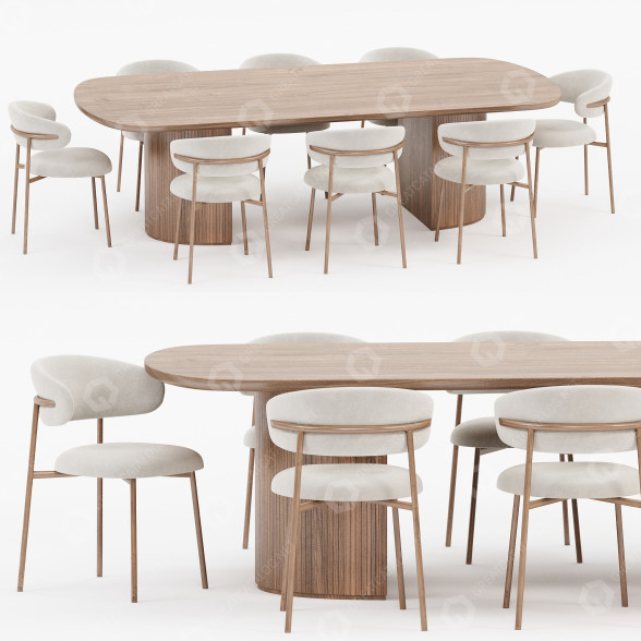 Tisch und Stühle Gubi Dining Set 05 3D-Modell