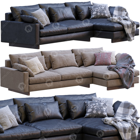 Sofa West Elm Harmony Leather and Fabric 3D model