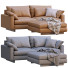 Sofa and Pouf West Elm Harmony Bright Brown Leather - ED-MONTE
