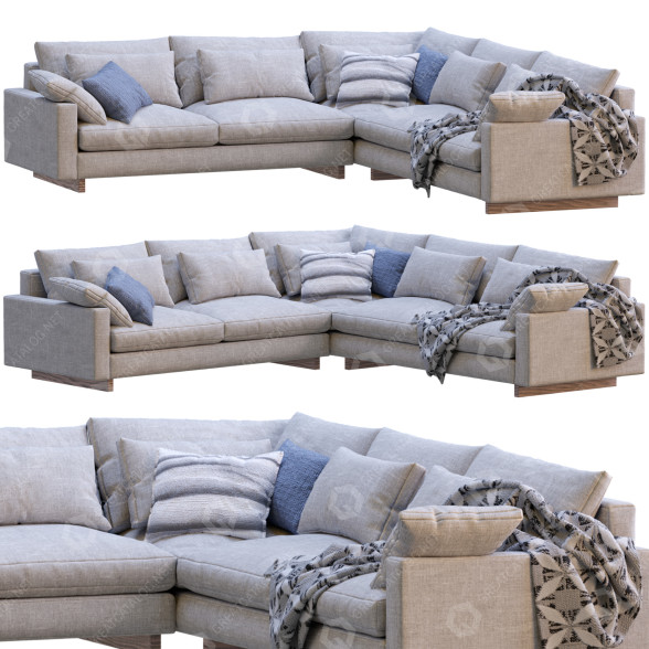 Sofa West Elm Harmony Light Gray 3D model