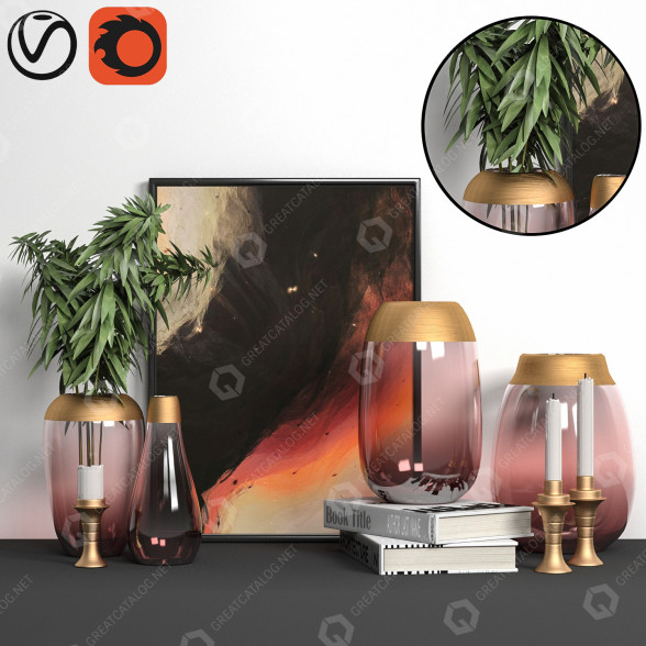 Декор Glass Vase Set 02 3D модель
