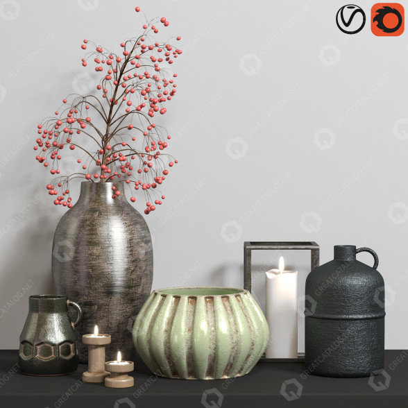 Decor Old Vases Set 3D model