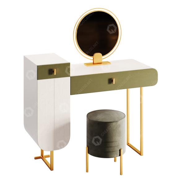 Туалетний столик та пуф Deco D93 3D модель
