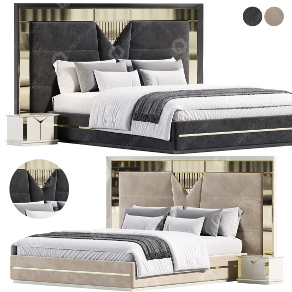 Cama y mesitas de noche Kontes Modelo 3D